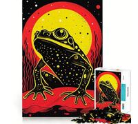 Riso Print Funky Frog Jigsaw Puzzles for Teenagers 1000 Piece Boost Memory Serene Time Premium Cut Birthday Gift (50x75cm)
