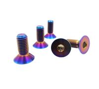 RISON Titanium Bolts M5 x 0.8 x 20 mm Hexagon Socket Countersunk Screws GR5 Flat Head Bolts Burnt Blue Titanium Countersunk Bolts TC4 Titanium Allen Key Bolts for Bicycle MTB Pack of 5