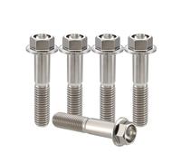 Rison Titanium Bolts Titanium Flanged Hex Head Bolt M8x1.25x30mm 6AL4V Aerospace Grade Ti Bolt Original Color Titanium Bolt for Motorcycle Car Modification Pack of 5