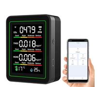 RISOON 5 in1 Smart Air Quality Monitor: WiFi Indoor Air Quality, Meter Detects TVOC, CO2, HCHO, Temperature and Humidity, for Home and Office with App Control
