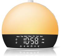 Risop Sunrise Alarm Clock with White Noise Machine - Gradual Wake Up Light & Sunset Simulation for Heavy Sleepers - 25 Soothing Sounds for Baby & Adults - Aesthetic Bedroom Decor & Night Light