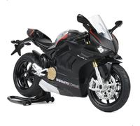 Risopen 1:12 Scale Motorcycle Model for Ducati V4S Model Alloy Metal Diecast Motorcycle with Sound and Light Mini Sport Motor Collection Gift for Adult (Black)