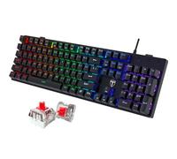 RisoPhy Mechanical Gaming Keyboard RGB 104 Keys Ultra Thin LED Backlit USB with Red Switch Durable ABS Keys Anti-Ghosting Splashproof for PC Mac Xbox