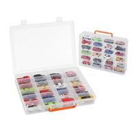 Risou Toy Car Storage Case with 24 Compartments Compatible with HotWheels, Matchbox Cars, 5 Surprise Mini Brands & Mini Action Figures(Case Only) (Clear)