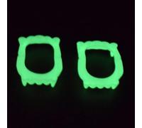 Risprsulen 2Pcs Green Vampire Teeth Fangs Glow in The Dark Plastic Fake Vampire Teeth Sharp TeethHalloween Decorative Luminous Dentures Gag Toys and Practical Jokes Novelty and Gag Toys, Small