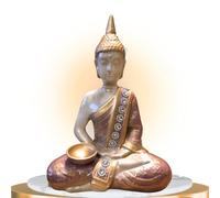 RISSLI Meditation Buddha Figure, Home Living Room Decoration, 33 x 23 cm, Decoration for Indoor or Outdoor, Buddha Figures for Decorative Centrepiece Living Room and Zen Garden, Spiritual (Pink)