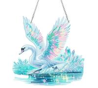 Ristpal Diamond Painting Kits Hanging for Adult, Special Shaped Rhinestone, DIY Acrylic Diamond Art Painting Window Pendants Home Garden Wall Hanging Kits for Home Decor and Gifts (Swans)