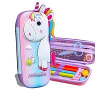 Ristpal Pencil Case for Girls and Boys, Cute Pencil Case for Kids, 3D Eva Pen Holder with Large Capacity, School Supplies for Kids, Back to School Gifts, Pink (pink unicorn), 3D school pencil box