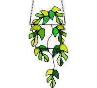 Ristpal Plant Painted Acrylic, Painted Acrylic Window Hanging, Green Plants Artificial Decoration, Catch The Day Plant Gifts for Ladies, Grandma, Mother's Day, Christmas (1 Piece, Turtle-Back Leaf)