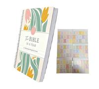 Ristpal The Bible in a Year: 52-Week Study Guide with 75 Laminated Tabs & Note-Taking Space,Spiral-Bound Bible Study Journal for Women & Beginners (A4 Size)