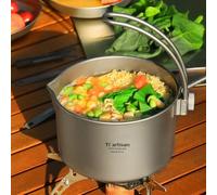 Risveglio 1.1L Bushcraft Hanging Pot with Detachable Handle, Rust-Proof Camping Kettle with Storage Pouch Hiking Backpacking Outdoor Cooking
