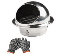 Risveglio 100mm for Round Bull Nose External Wall Vent, 304 for Stainless Steel Air Extractor with Flyscreen and Rain Guard Tumble Dryer AC, Gloves Included(100mm)