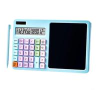 Risveglio 12-Digit Solar Calculator with LCD Writing Board, Clear LCD Display Business Students Home, ABS Material with Pen, Black(Blue)