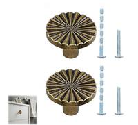 Risveglio 2 Pack Retro Cabinet for Door Handles Zinc Alloy Drawer Knobs with Screws, Vintage for Round Pulls Kitchen Cupboards Wardrobes Dressing Tables Office Furniture, Bronze Finish 30mm