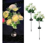 Risveglio 2 Pack Solar Carnation Garden Lights, 70cm LED Flower Stake Lamps IP65 Waterproof, for Auto On/Off Outdoor Decor Lawn Pathway Patio Fence, Multicolor