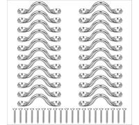 Risveglio 22 Pcs M5 Stainless Steel U Shaped Hook Wall Mounted Rope Fastener Kit Silver Tie Down Hardware with Screws for Home Garage Garden