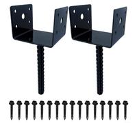 Risveglio 2pcs U Shape Fence Post Holder Base 4x4 Inch Posts, Concrete Anchor with Screws Railing Mailbox Support, Garden Spike