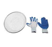 Risveglio 3-in-1 Mesh Soil Sifter Gardening, Galvanized Sieve 5-Gallon Buckets to Filter Sand for Dirt Rocks Compost, with Safety Gloves