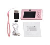 Risveglio 48MP 4K Digital Camera with for Dual Lens, for Compact 6x12x3cm Point and Shoot Beginners, 64G Card Support, Black(Pink + 64G)