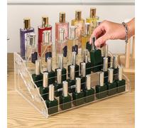 Risveglio Acrylic 4-Tier Display Riser Clear, Large Multi-Level Stand for | Makeup Perfume Spices, 12.2x8.6x6.1 Inch Concave-Convex Organizer Shelf