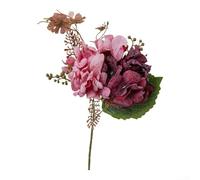 Risveglio Artificial Hydrangea Heads Silk Flower Bouquet Home Decor(Deep red)