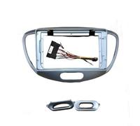 Risveglio Car Audio for fascia Panel and Wire Harness Kit for Hyundai i10 2007-2013, 2DIN Silver Dash Mounting Frame for Android Head Unit, Wearproof ABS