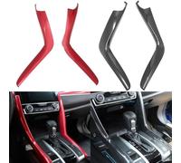 Risveglio Carbon Fiber Gear Shift Panel Cover Trim 2014 2019, Left Rudder for Red ABS Interior Decoration Sticker, 2 Pcs