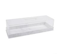 Risveglio Clear Acrylic Serving Tray with Lid and Handle, Marble Base Food Storage Container Dessert Cheese Pastry, Non Slip Display Platter Home Kitchen, 355mm(B)