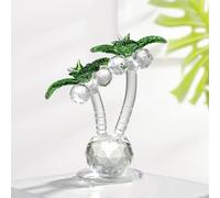 Risveglio Coconut Tree Ornament, Simulated Glass Palm Tree with Fruit, 14x7x15cm Decor Living Room Bedroom Office Study(2)
