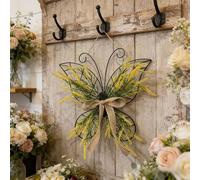 Risveglio DIY Butterfly Grain Decor Hanging Ornament Sturdy Iron Frame Mother's Day Party Home Display Green 40x36cm