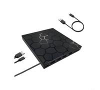 Risveglio External DVD Drive USB 3.0 for Laptop PC, Optical Burner Writer Reader with 5 for port Hub for sd TF Card Adapter Portable Disc Player for Office Travel