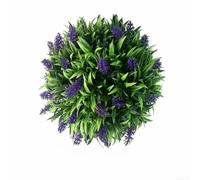 Risveglio Fake Lavender Topiary Ball for Indoor Outdoor Hanging Decor Wall Ceiling Eaves Railing Tree Fence Porch Balcony Use (20x20x10cm)