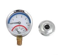 Risveglio Floor Heating Pressure Gauge and Thermometer, 0-10 Bar 0-120 for Range, 2-in-1 for Dual Readout Meter G1/2(G1)
