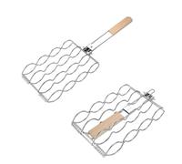 Risveglio Lockable Non- Corn Grill Rack, Handheld Basket with Wooden Handle Gas Charcoal Grills and Camping