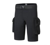 Risveglio Men's 3mm Scuba Diving Shorts with Side Pockets, for Stainless Steel Drain Holes & Secure Buckle Surfing Rafting Black Size for L(L)
