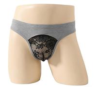 Risveglio Men's Polyester Lace Thong G-String Underwear | Sheer lace pouch design, exotic style, breathable polyester, comfortable for fit, ideal for nightwear