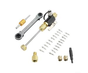 Risveglio Refrigeration Valve Core Extractor Installer with Ratchet Wrench for Mini Split for Service - Dual Size Metal Tool