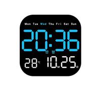 Risveglio Remote Control Digital Clock, Wall Mounted or Desktop LED Display with Temperature, Alarm, Date, Countdown, Adjustable Brightness, for Black ABS