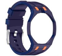 Risveglio Rugged Case Band, Silicone Strap for Swatch Royal AP Royal Watch with Quick Fit Design, Lightweight Casual Bracelet Accessory(Blue Orange)