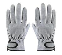 Risveglio Safety Leather Welding Gloves High Temperature Work, Wear Resistant Garden Gloves with Wrist Closure Mechanical Processing, for Red(Gray)
