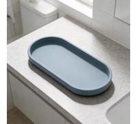 Risveglio Silicone Bathroom Vanity Tray Soap Dispenser Holder Countertop Storage Plate Shatterproof Dishwasher Safe Sink Organizer Kitchen 25x11x2cm White