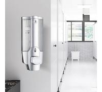 Risveglio Silver Wall Mount Liquid Soap Dispenser 350ml, Durable ABS | Plastic Shower Shampoo Bottle Holder, Non-Drip Pump with Lock for Bathroom Kitchen