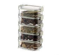 Risveglio Stackable Transparent Sealed Storage Container 3 4 5 Tier ABS Spice Jar Box Airtight Freshness Keeper(C)
