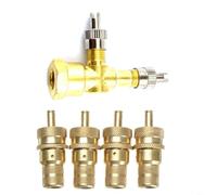 Risveglio TPMS Valve Tee Adapter 3 Way Metal with 4Pcs Air Release Valves for Car Motorcycle(B)
