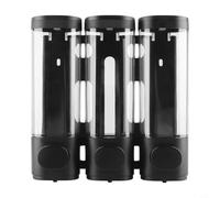 Risveglio Wall Mounted Black Soap Dispenser 3 Head Manual Pump Hotels Homes Schools Hospitals Reusable ABS Shower Gel Dispenser 215mm(Triple)