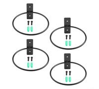 Risveglio Wall Mounted Metal Plant Holder Rings 4 Pack Flower Pot Hanger Bracket with Nails for Home Garden Balcony Decor Black Various Sizes(5in)