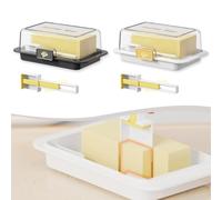 Risveglio White Butter Keeper with Airtight Lid for Kitchen Counter and | Refrigerator, Plastic Butter Dish Container, Microwave and Dishwasher Safe, Holds East and West Coast Butter