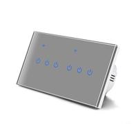 Risveglio WiFi Touch Light Switch for Tuya App, 4 Gang Glass Wall Panel, Hands- Voice Control with, Remote Scheduling, Stable Connection, Neutral Live Wire, Grey(6 Gang)