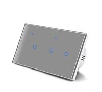Risveglio WiFi Touch Light Switch for Tuya App, 4 Gang Glass Wall Panel, Hands- Voice Control with, Remote Scheduling, Stable Connection, Neutral Live Wire, Grey(3 Gang)