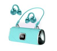 Risveglio Wireless Clip-On Earphones with LED Display, BT 5.4, 36 Hours for battery Life, for Dynamic Bass and Treble, Lightweight Design Women, for Red(Blue)